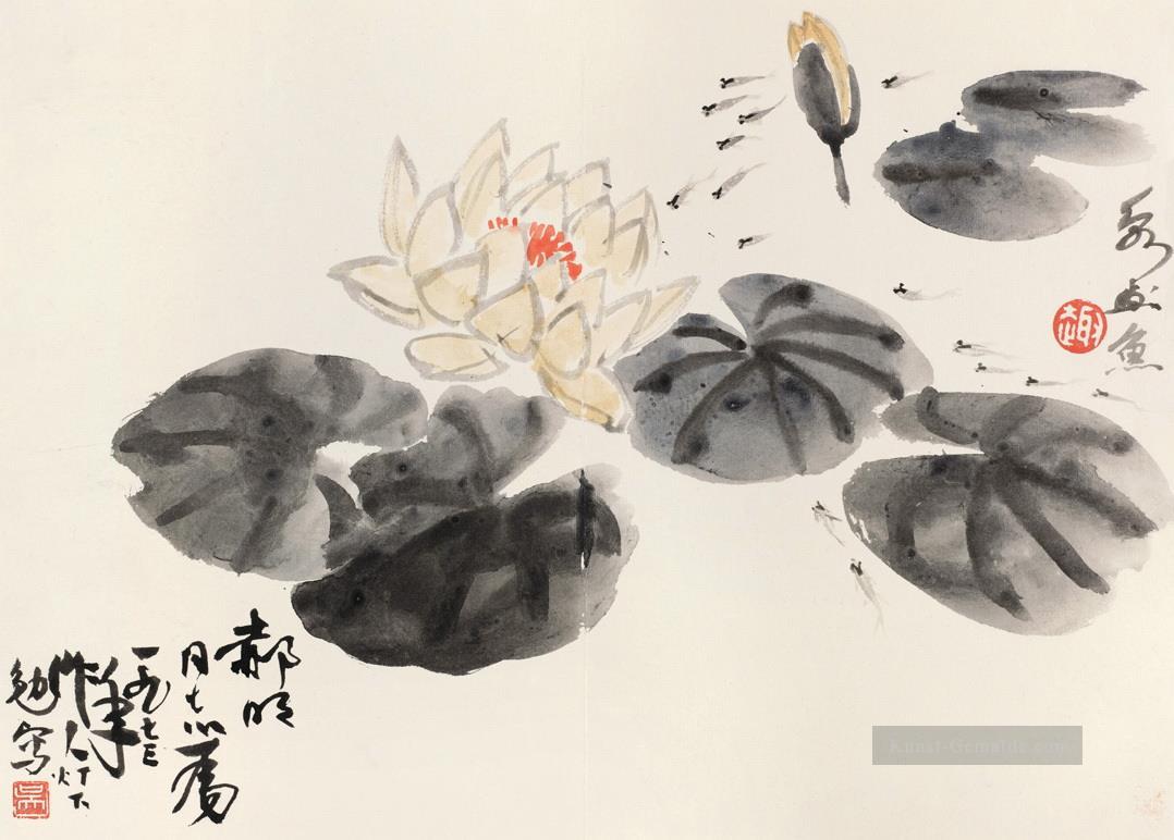 Wu zuoren Seerosen alte China Tinte Ölgemälde